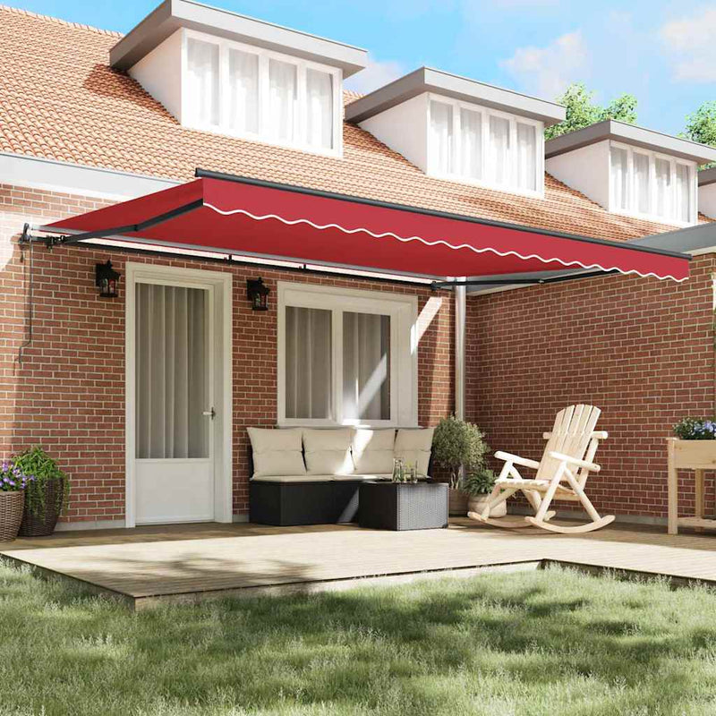 vidaXL Behúzható napellenző Piros 450 × 300 cm szövet
