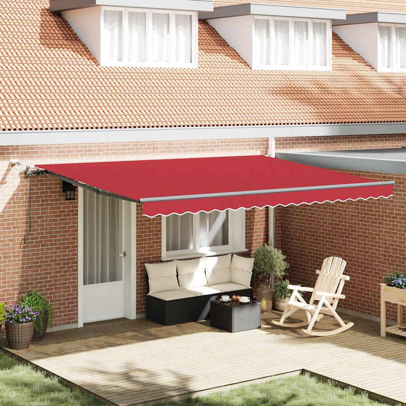 vidaXL Behúzható napellenző with Piros 450 × 300 cm szövet