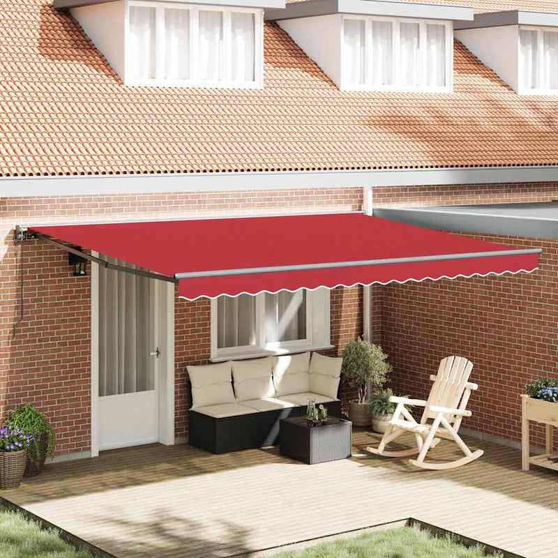 vidaXL Behúzható napellenző Piros 450x300 cm szövet