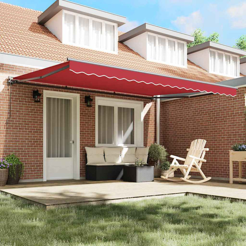 vidaXL Behúzható napellenző Piros 450x300 cm szövet