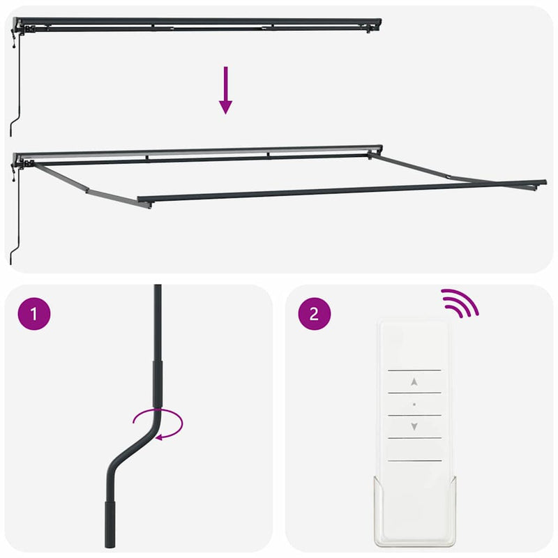 vidaXL Behúzható napellenző Piros 450x300 cm szövet