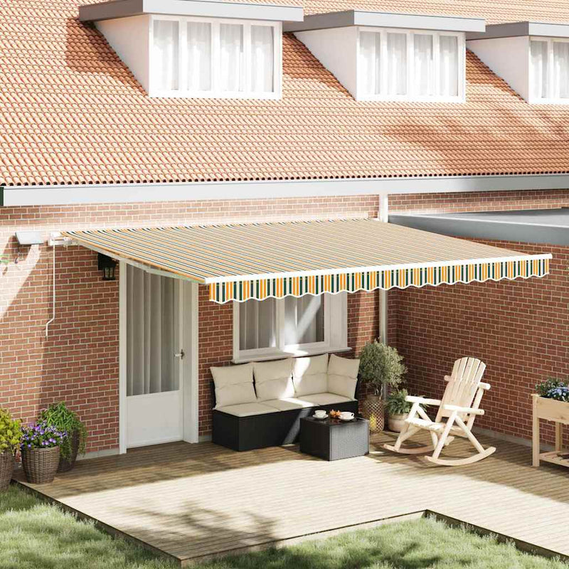 vidaXL Behúzható napellenző tartalmaz 450 × 300 cm Zöld és sárga