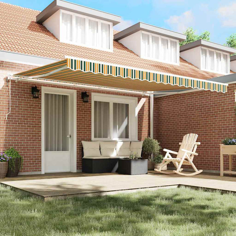 vidaXL Behúzható napellenző 450 × 300 cm Zöld és sárga