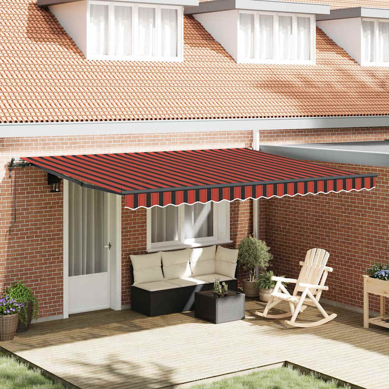 vidaXL Behúzható napellenző narancssárga és barna 450 × 350 cm szövet