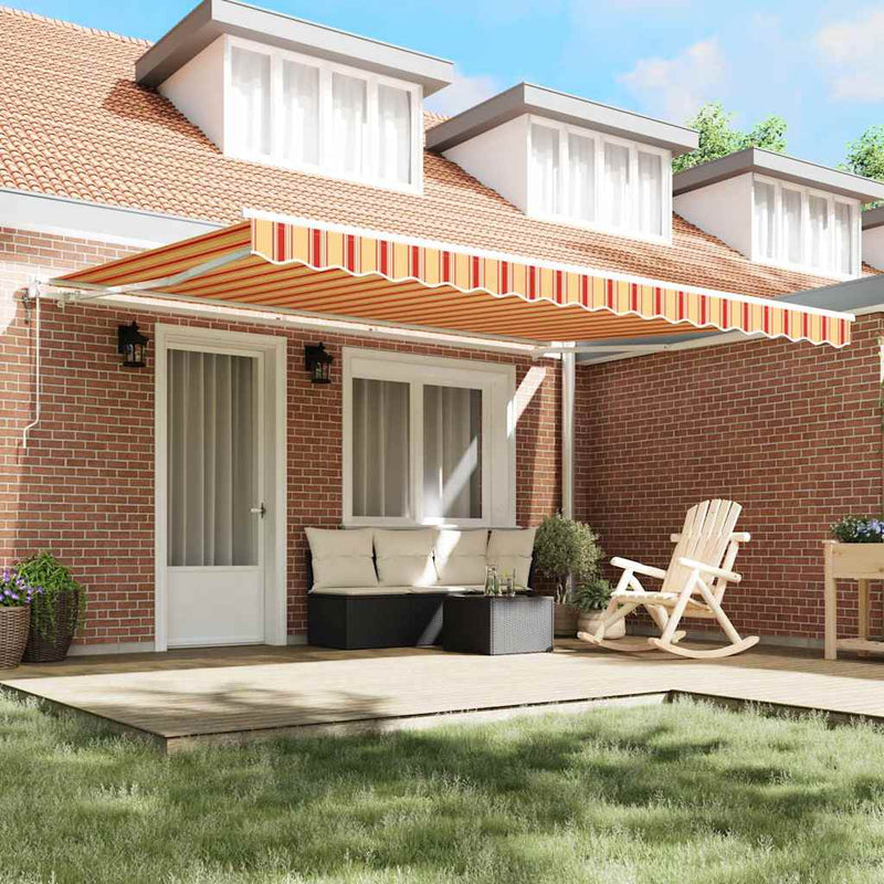 vidaXL Behúzható napellenző 450 × 350 cm sárga és narancssárga