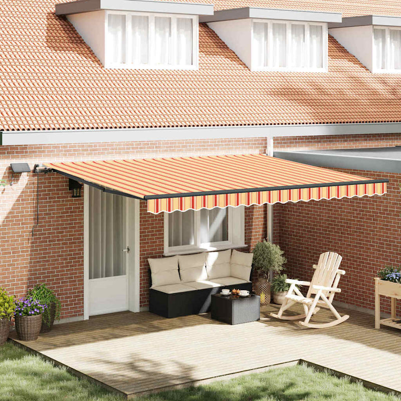 vidaXL Behúzható napellenző sárga és narancssárga 450 × 350 cm szövet