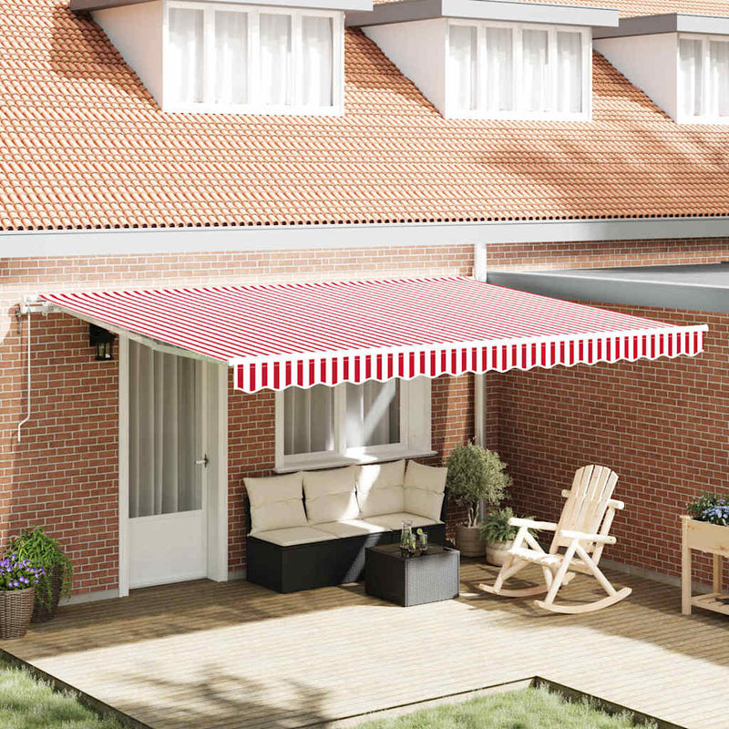 vidaXL Behúzható napellenző 450 × 350 cm Piros és fehér