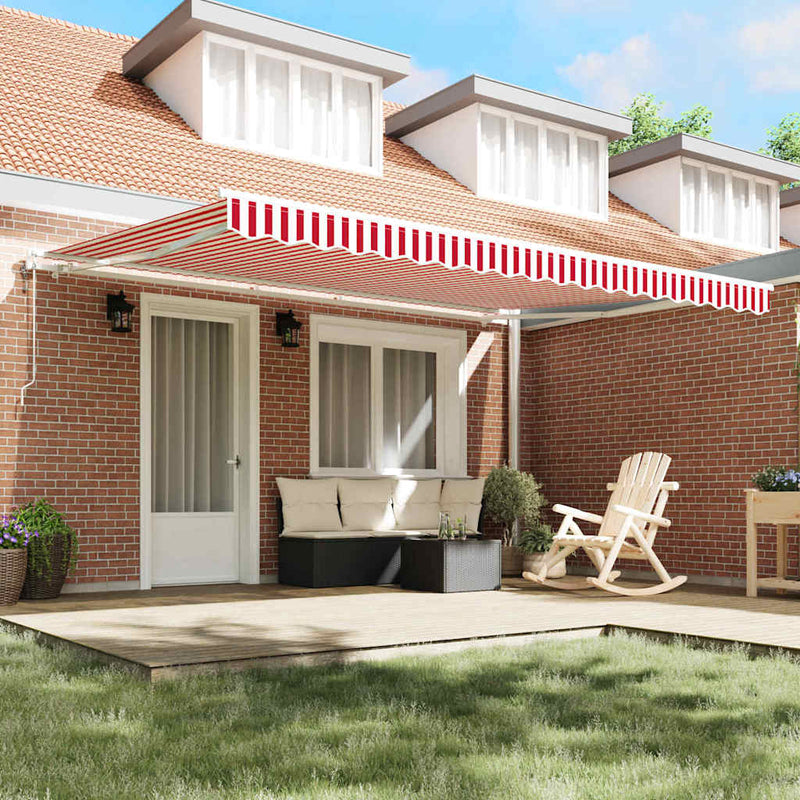 vidaXL Behúzható napellenző 450 × 350 cm Piros és fehér