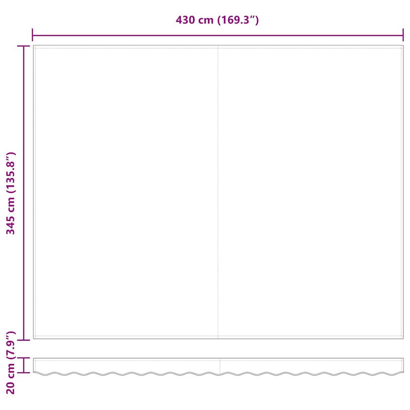 vidaXL Behúzható napellenző Piros és fehér 450 × 350 cm szövet