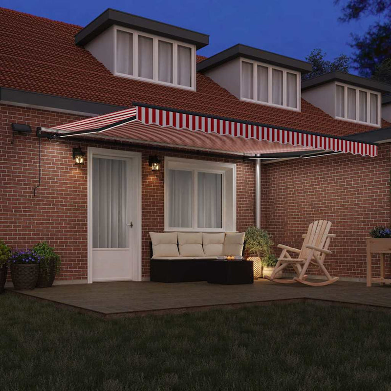 vidaXL Behúzható napellenző Piros és fehér 450 ×350 cm szövet