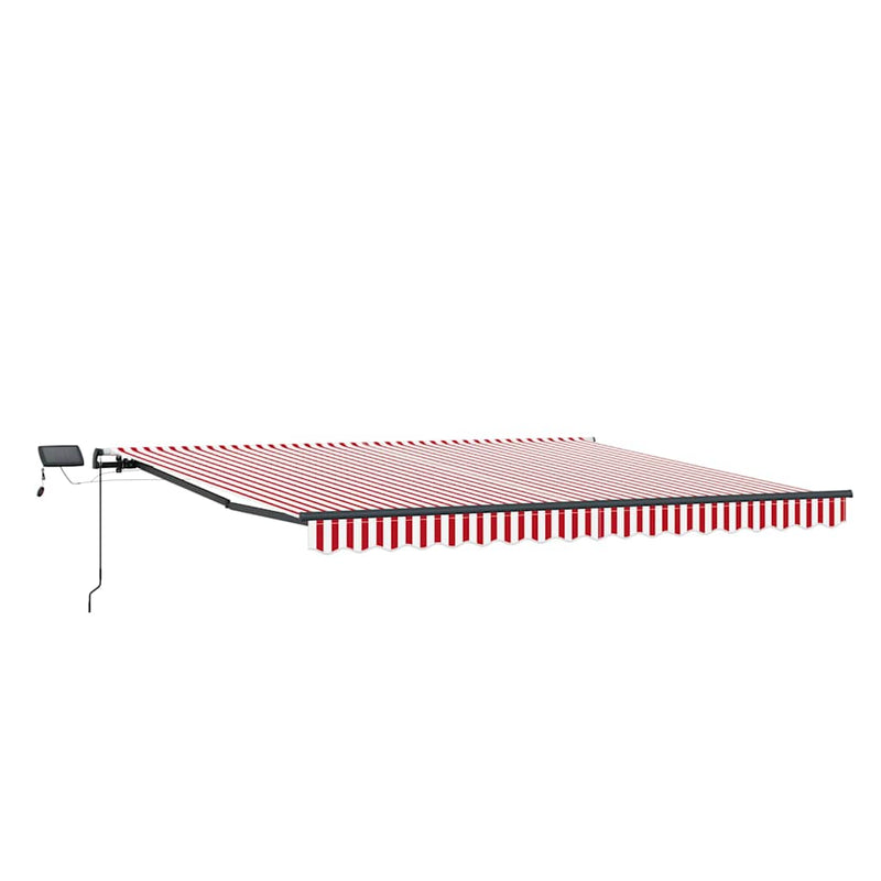 vidaXL Behúzható napellenző Piros és fehér 450 ×350 cm szövet