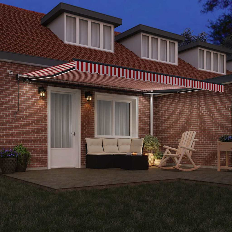 vidaXL Behúzható napellenző with Piros és fehér 450 × 350 cm szövet