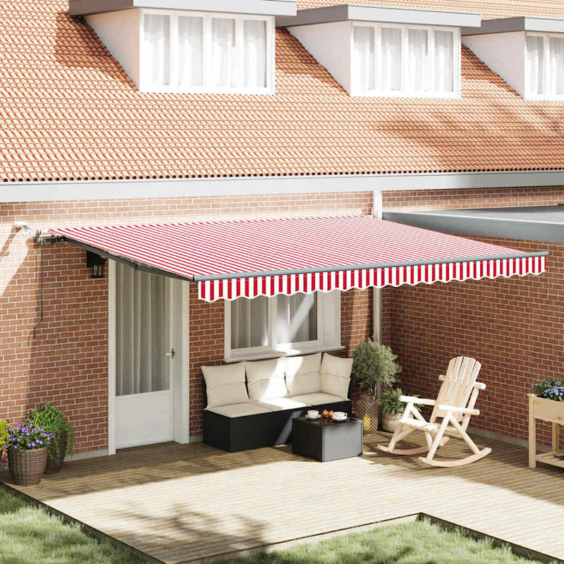 vidaXL Behúzható napellenző with Piros és fehér 450 × 350 cm szövet