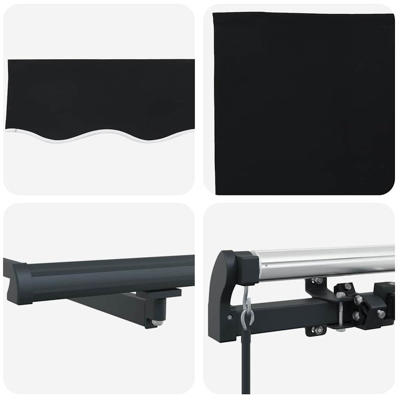 vidaXL Behúzható napellenző Fekete 450 × 350 cm szövet