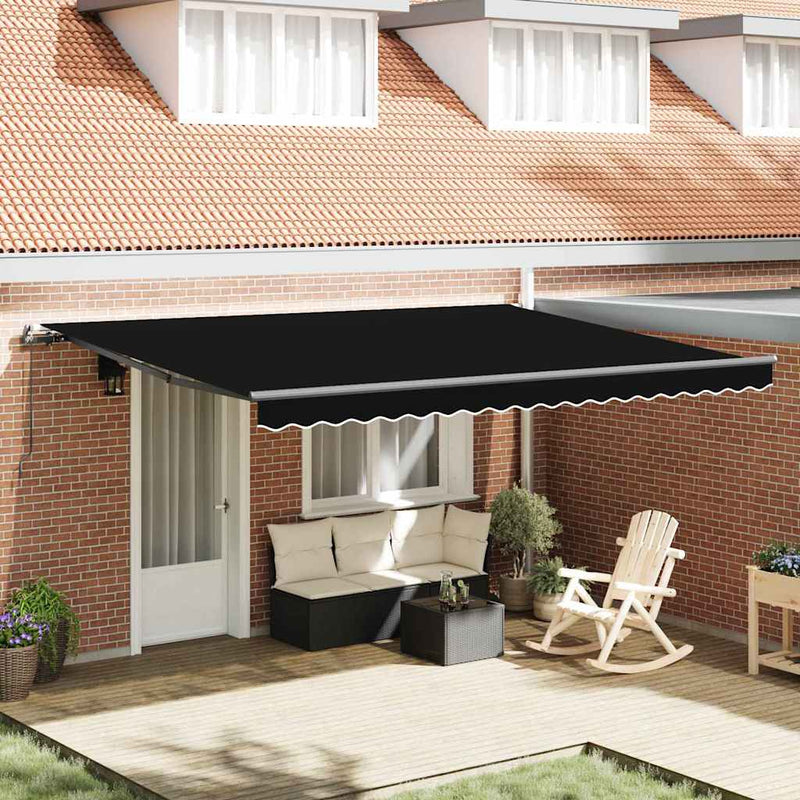 vidaXL Behúzható napellenző Fekete 450 × 350 cm szövet