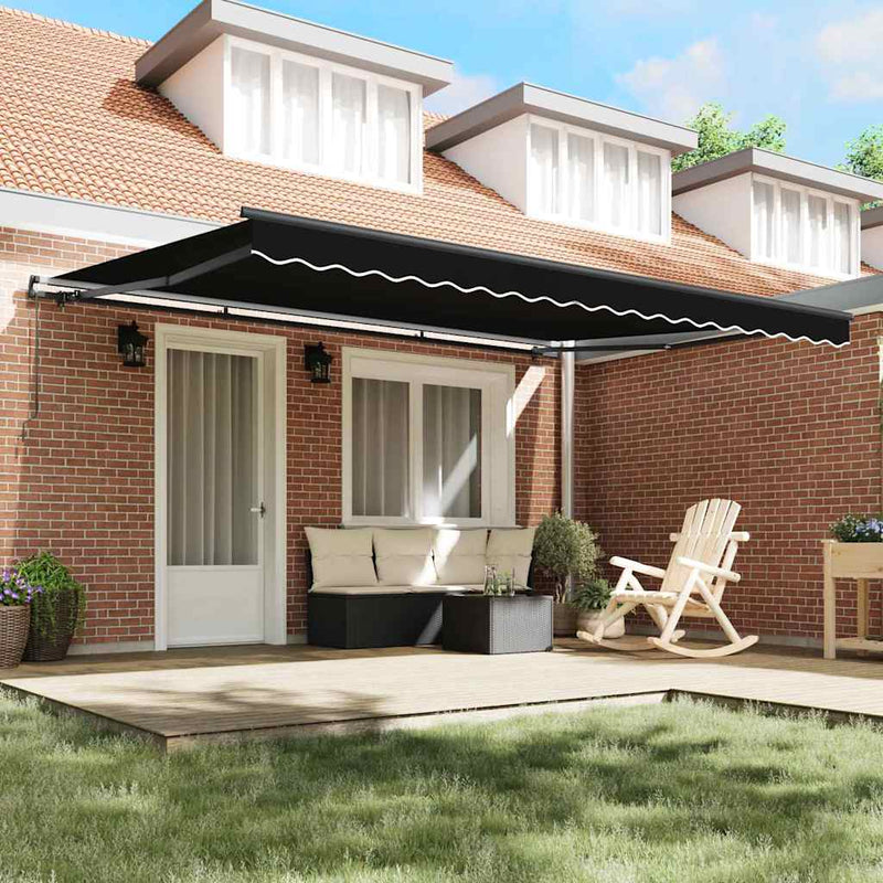 vidaXL Behúzható napellenző Fekete 450 × 350 cm szövet