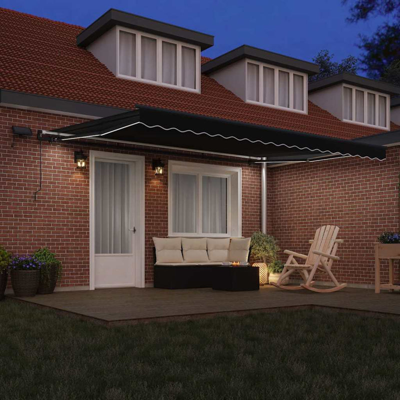 vidaXL Behúzható napellenző Fekete 450 ×350 cm szövet