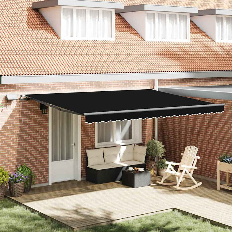 vidaXL Behúzható napellenző Fekete 450 ×350 cm szövet