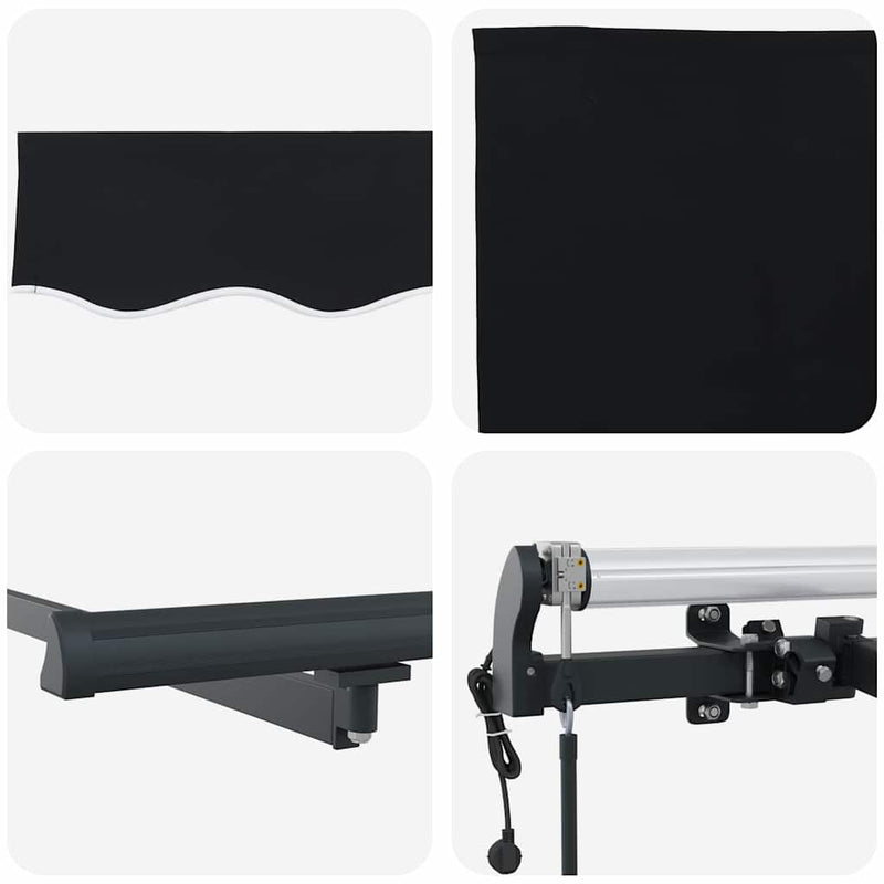 vidaXL Behúzható napellenző Fekete 450 ×350 cm szövet