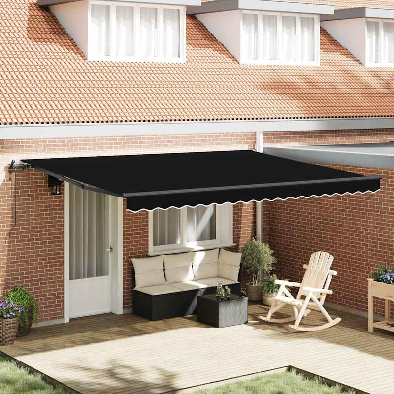 vidaXL Behúzható napellenző Fekete 450 ×350 cm szövet