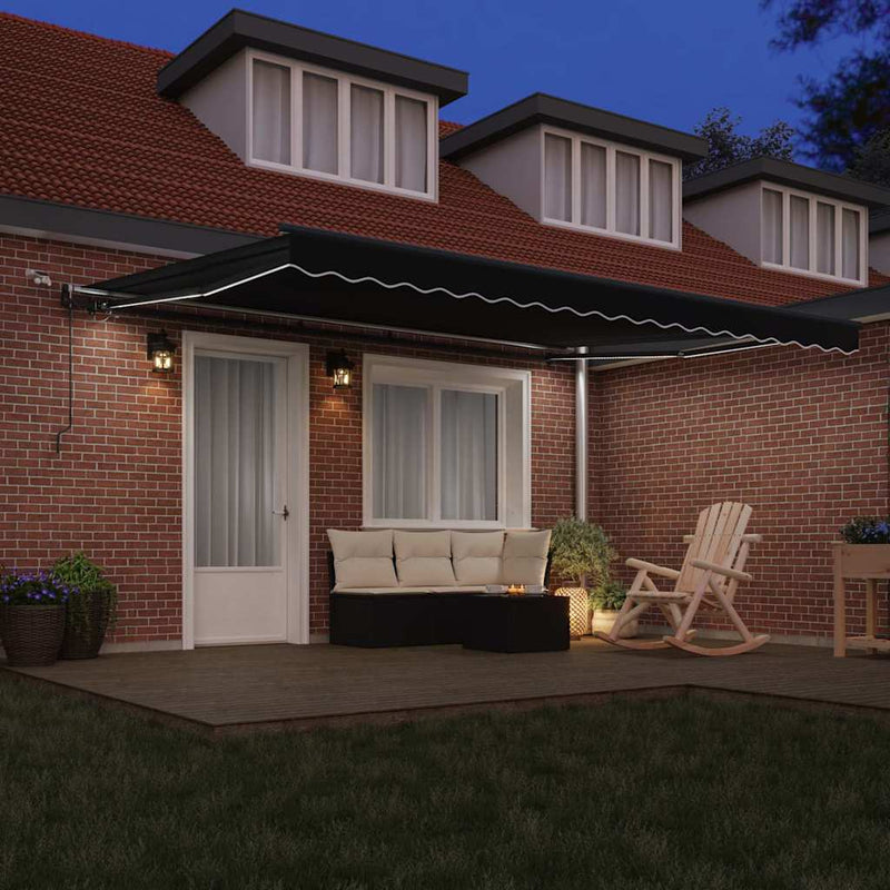 vidaXL Behúzható napellenző tartalmaz Fekete 450 × 350 cm szövet