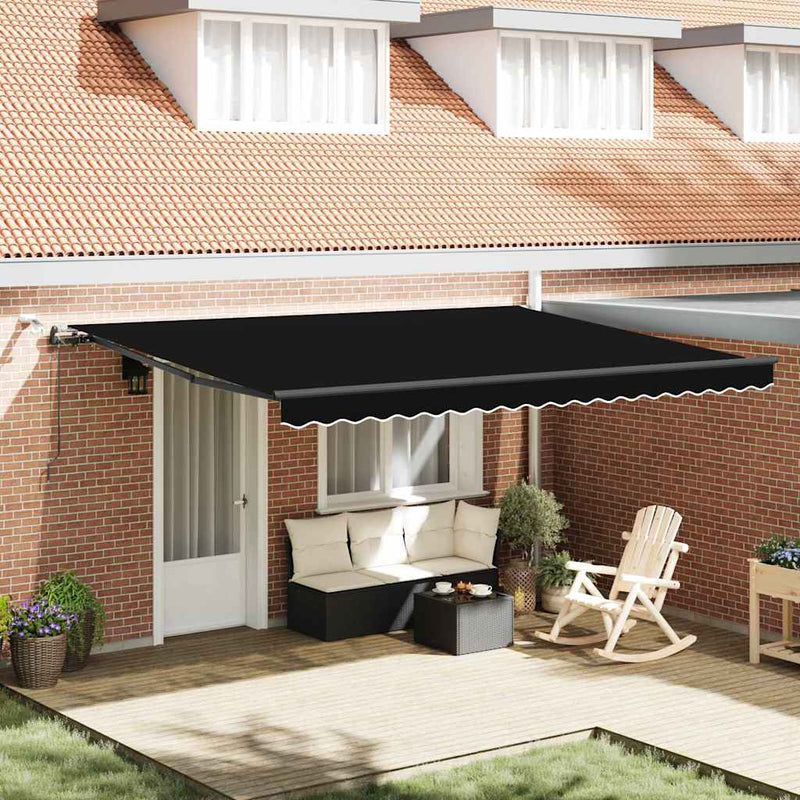 vidaXL Behúzható napellenző tartalmaz Fekete 450 × 350 cm szövet