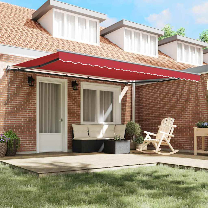 vidaXL Behúzható napellenző Piros 450 × 350 cm szövet