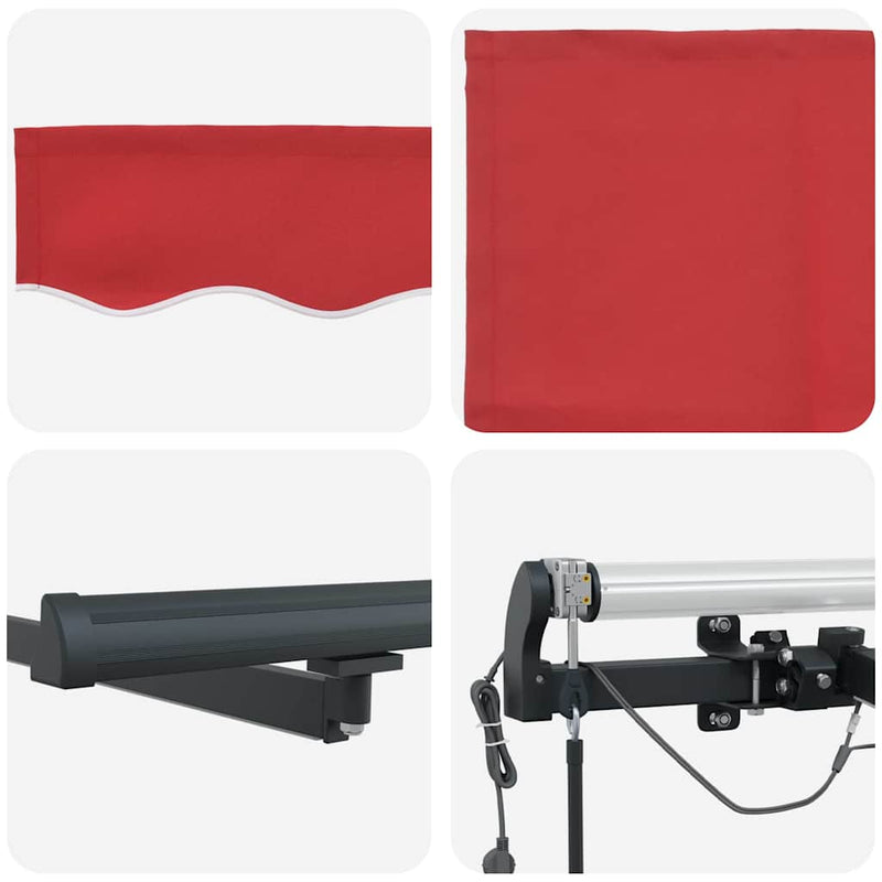 vidaXL Behúzható napellenző with Piros 450 × 350 cm szövet