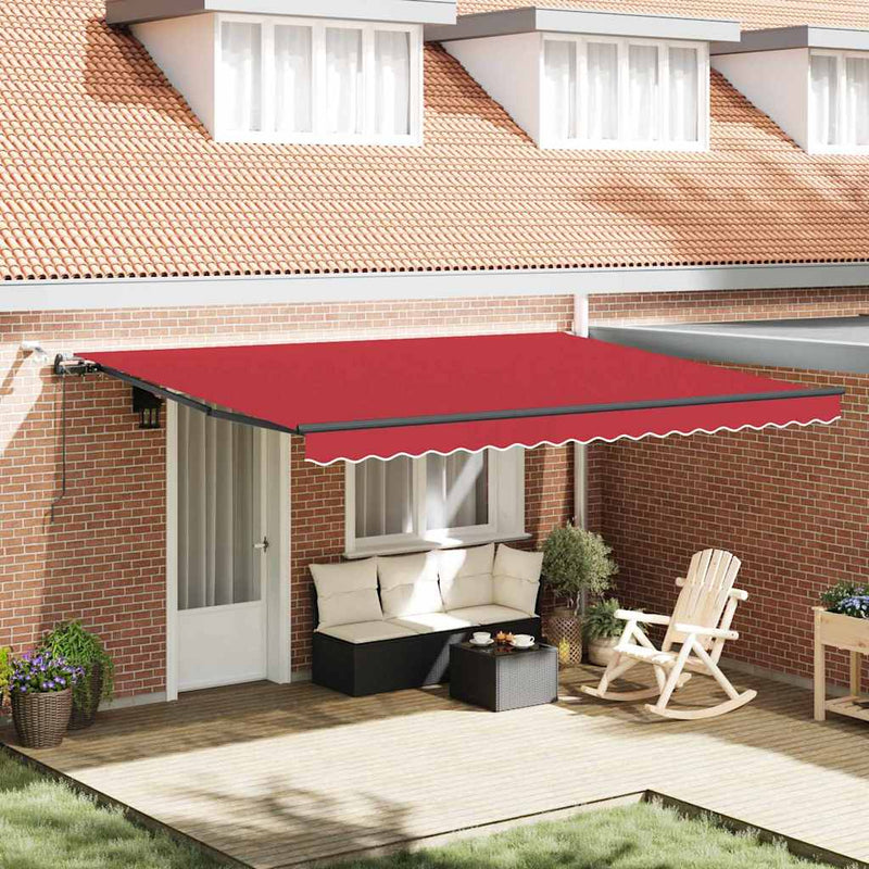 vidaXL Behúzható napellenző with Piros 450 × 350 cm szövet