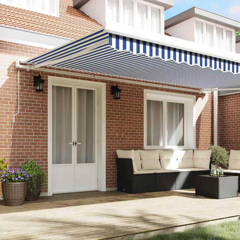 vidaXL Behúzható napellenző Kék és Fehér 500 × 300 cm Szövet és Fém