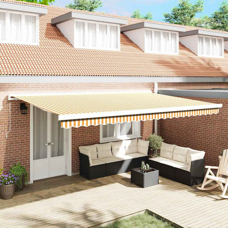 vidaXL Behúzható napellenző Narancs és fehér 500 × 300 cm