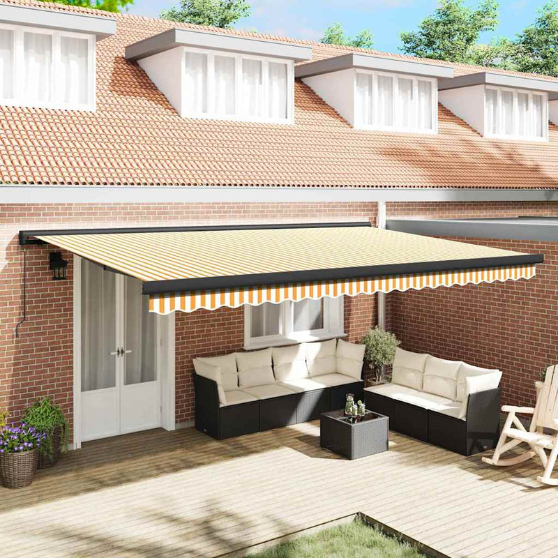 vidaXL Behúzható napellenző Narancs és fehér 500 × 300 cm