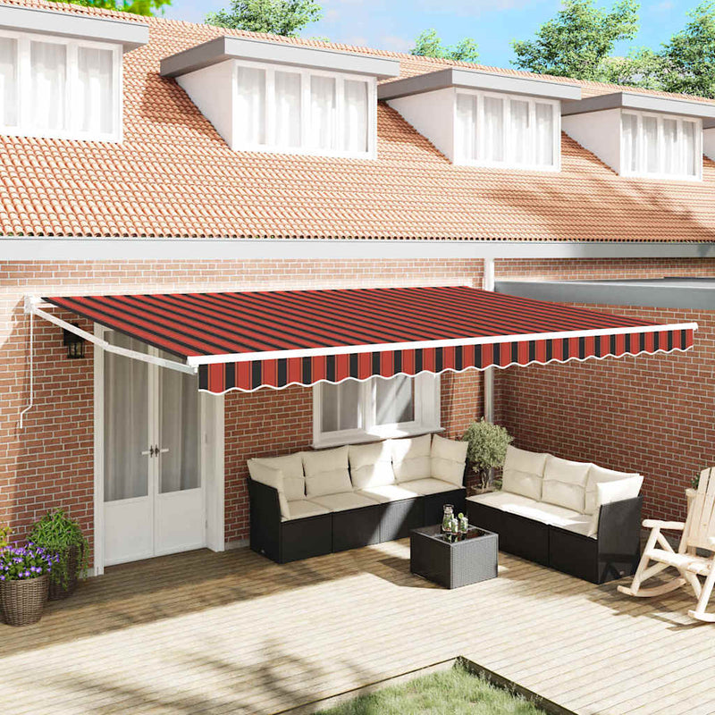 vidaXL Behúzható napellenző Narancs és Barna 500 × 300 cm