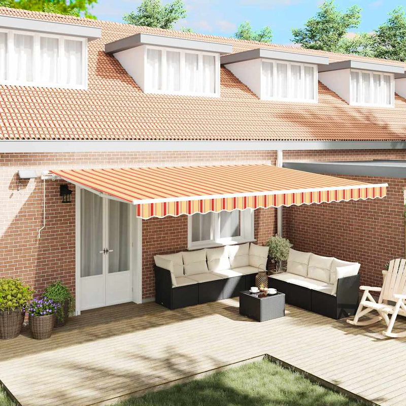 vidaXL Behúzható napellenző 500 × 300 cm sárga és narancssárga