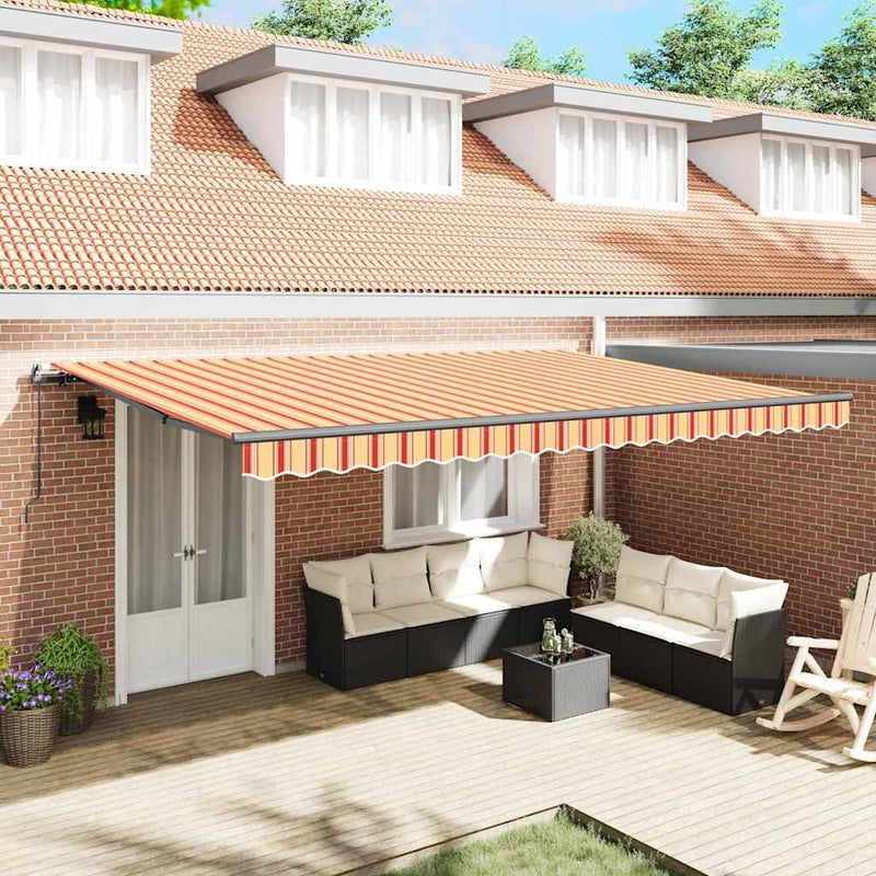 vidaXL Behúzható napellenző sárga és narancssárga 500 × 300 cm szövet