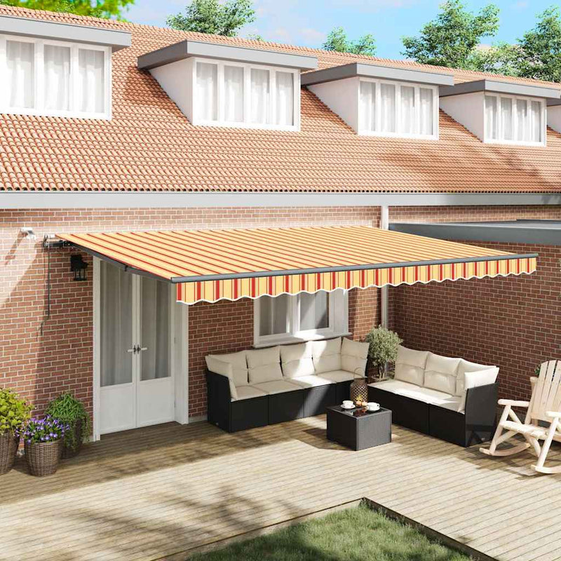vidaXL Behúzható napellenző sárga és narancssárga 500 × 300 cm szövet