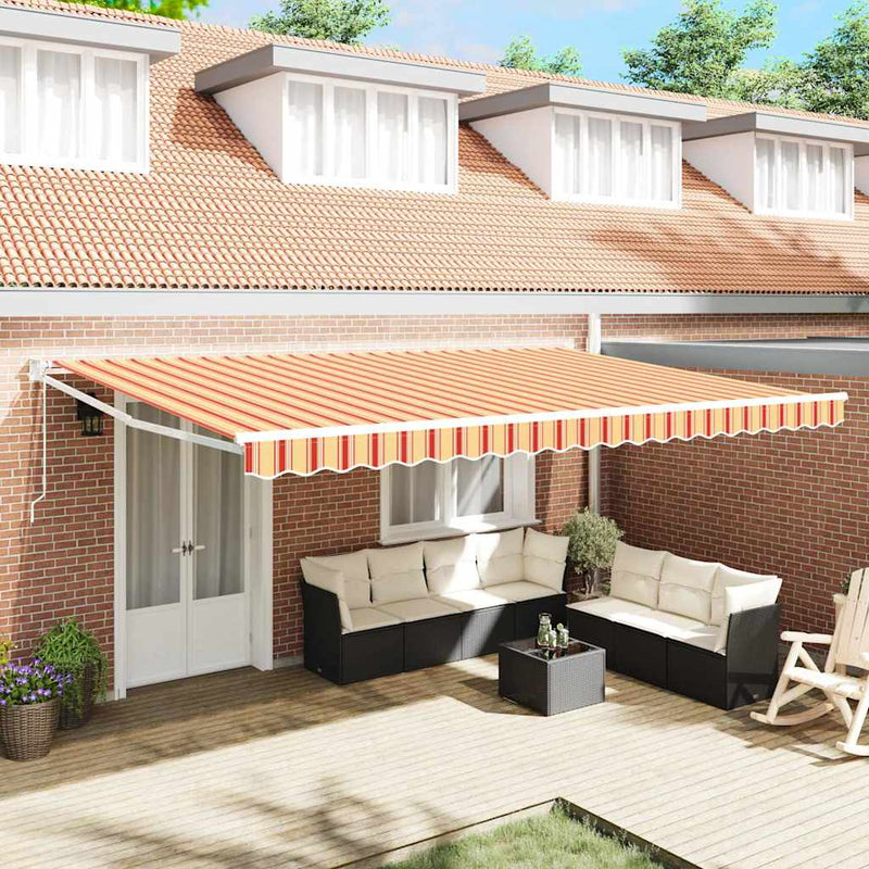 vidaXL Behúzható napellenző Sárga és narancs 500 × 300 cm