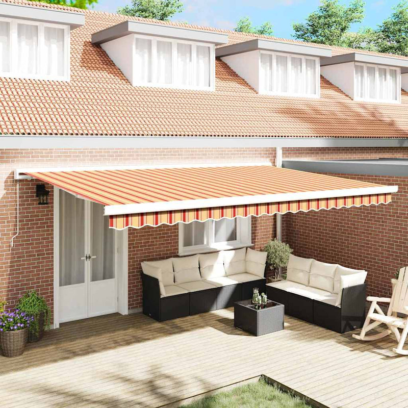 vidaXL Behúzható napellenző Sárga és narancs 500 ×300 cm Szövet és Fém
