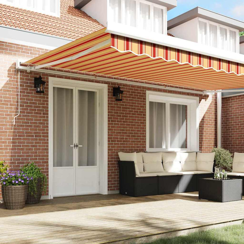 vidaXL Behúzható napellenző Sárga és narancs 500 ×300 cm Szövet és Fém