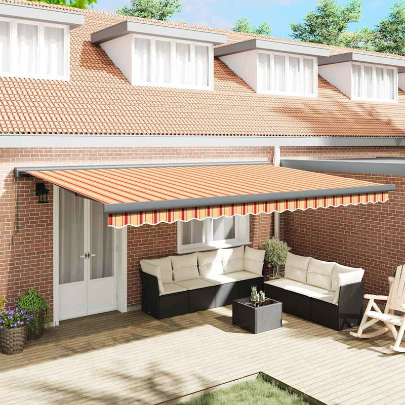 vidaXL Behúzható napellenző Sárga és narancs 500 ×300 cm Szövet és Fém