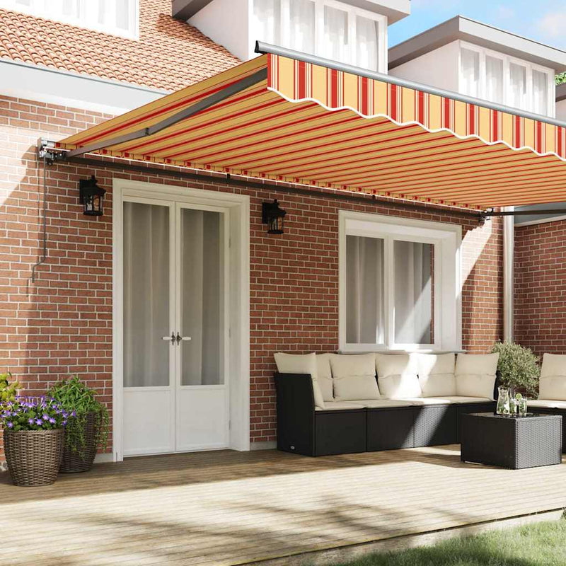 vidaXL Behúzható napellenző Sárga és narancs 500x300 cm szövet