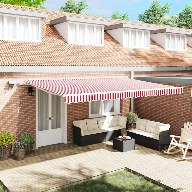 vidaXL Behúzható napellenző tartalmaz 500 × 300 cm Piros és fehér