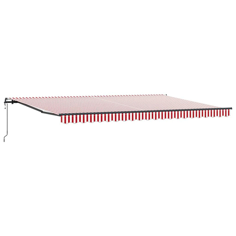 vidaXL Behúzható napellenző Piros és fehér 500 × 300 cm szövet