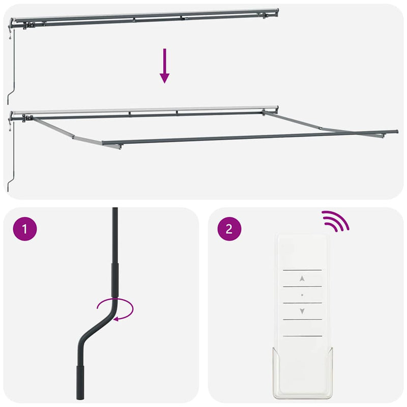 vidaXL Behúzható napellenző Piros és fehér 500 × 300 cm szövet