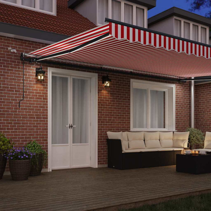 vidaXL Behúzható napellenző with Piros és fehér 500 × 300 cm szövet