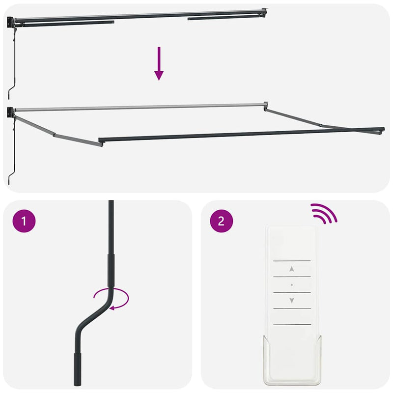 vidaXL Behúzható napellenző Piros és Fehér 500 × 300 cm Szövet és Fém