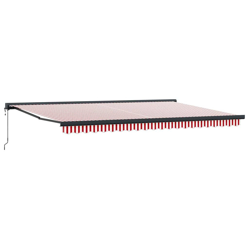 vidaXL Behúzható napellenző Piros és fehér 500 × 300 cm Szövet, Fém