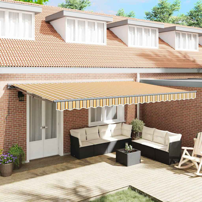 vidaXL Behúzható napellenző Tarka csíkos 500x300 cm szövet