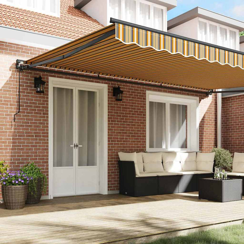 vidaXL Behúzható napellenző Tarka csíkos 500x300 cm szövet