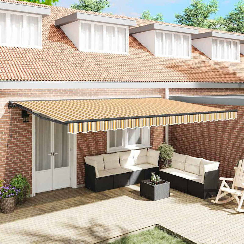 vidaXL Behúzható napellenző Tarka csíkos 500x300 cm szövet